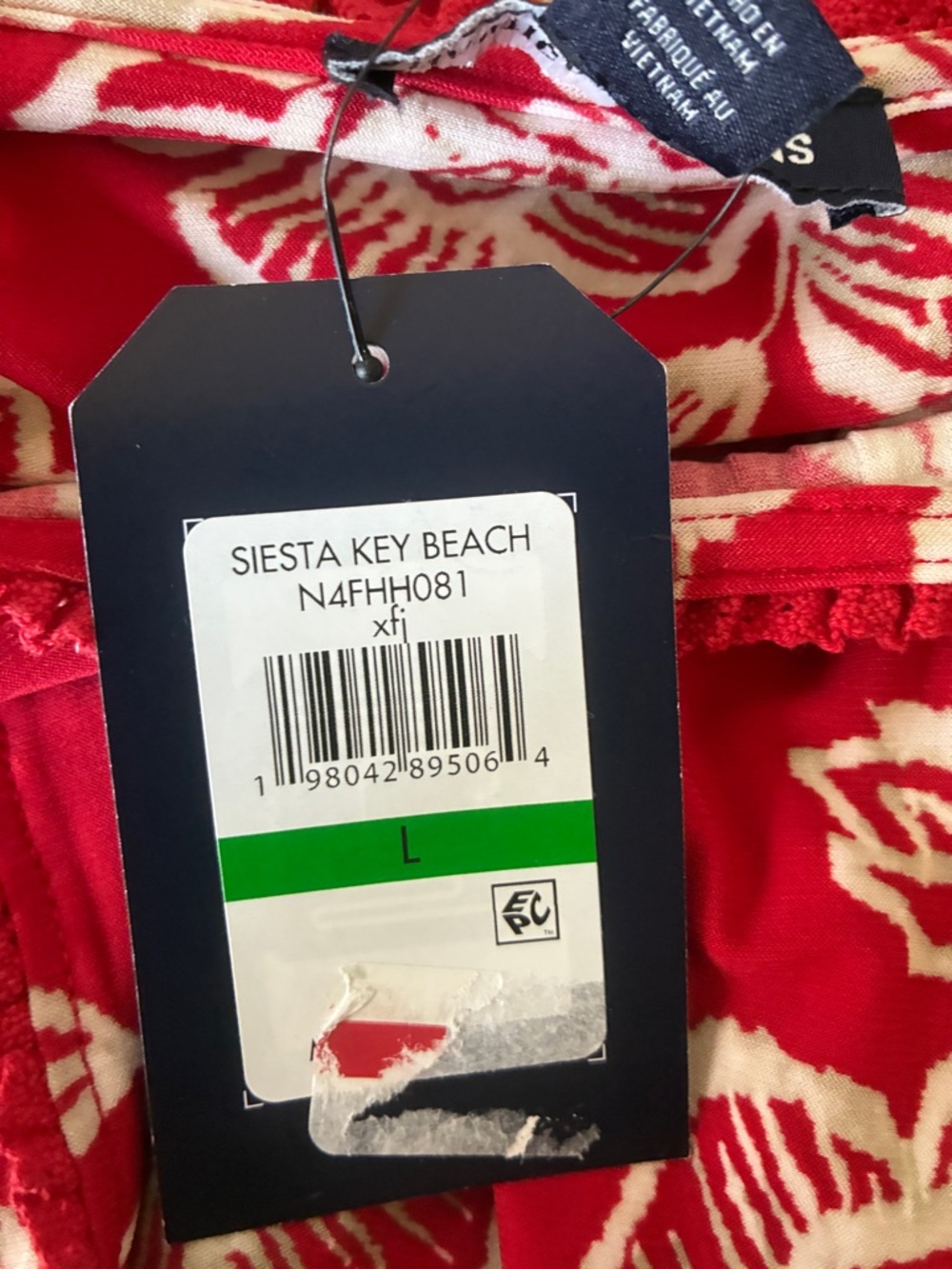 NWT Nautica Jeans Red and White Floral Top Size L - Picture 10 of 10